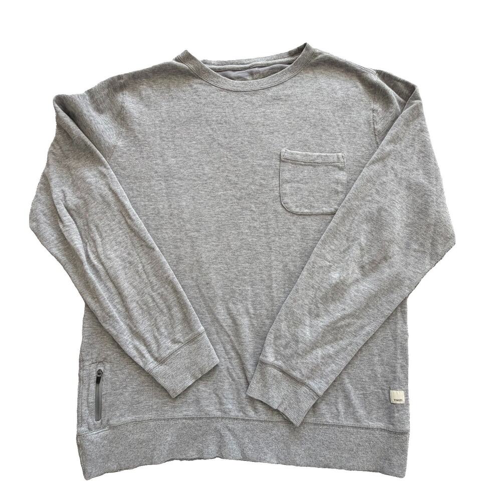 Vuori Jeffreys Pullover Crewneck Sweatshirt Men's Large Heather Gray Fleece V218